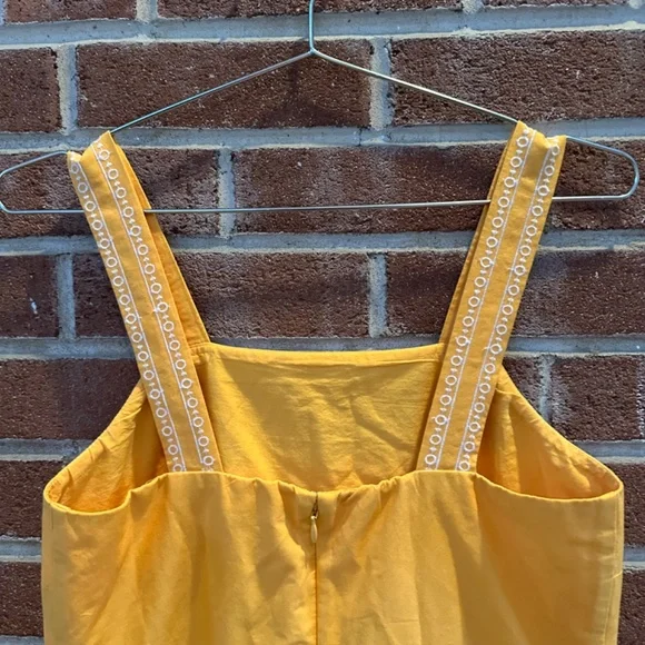 J. Crew Embroidered Scalloped Tiered Midi Dress 0 Marigold - Picture 6 of 14